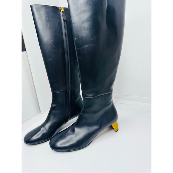 Gucci Black Calfskin Leather Knee-High Boots w Crystal Embellished Heels EU 36.5 - Picture 6 of 16